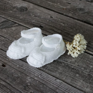 Hand knitted booties white