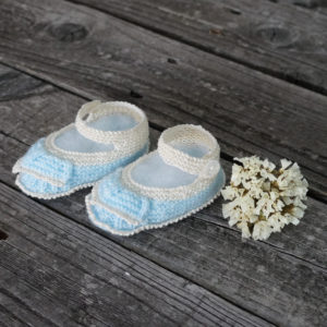 Hand knitted booties baby blue