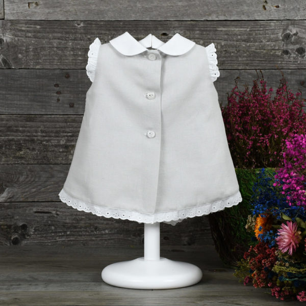 Shortish linen baby dress set