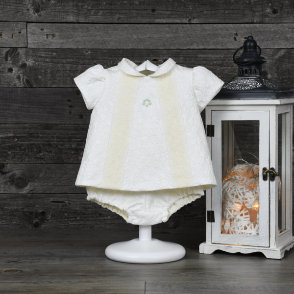 Unisex baby set in cotton jacquard