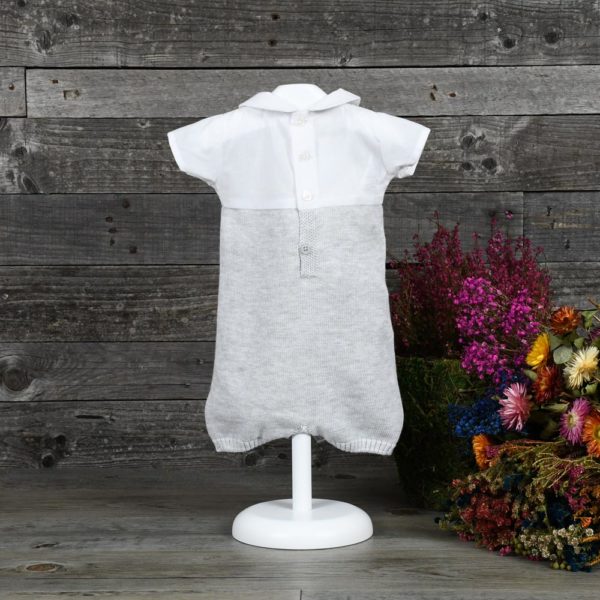 Combined linen and knit romper