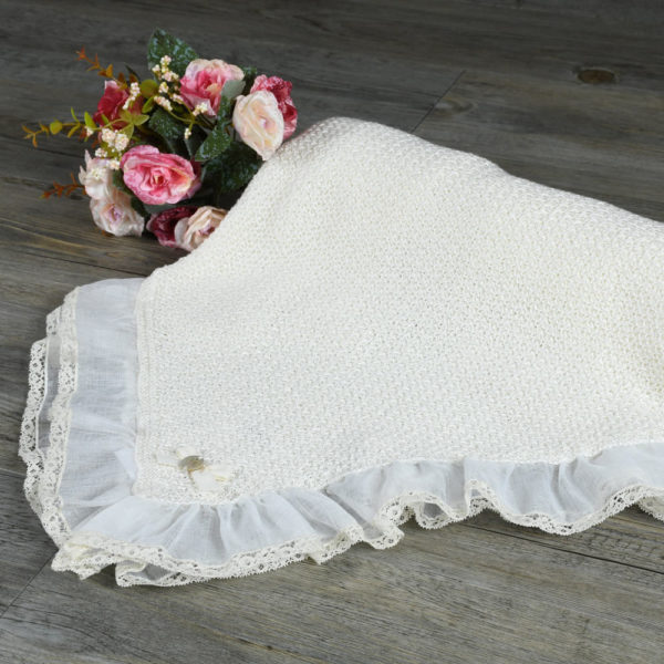Soft baby shawl with organdi and lace
