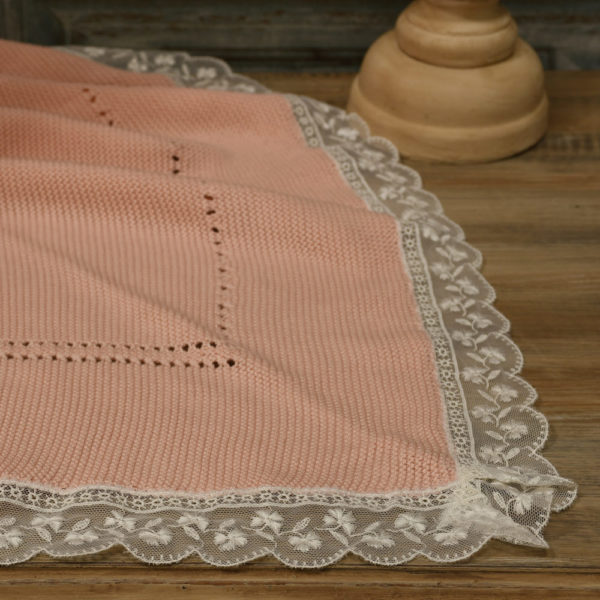Soft baby shawl with valenciennes