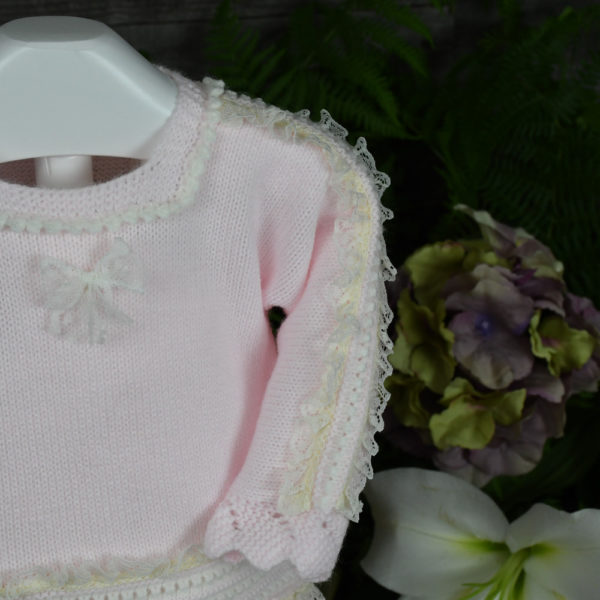 Newborn knit with lace detail set