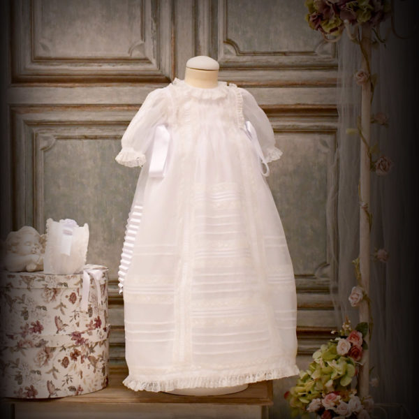 Christening or baptism gown in white organdie