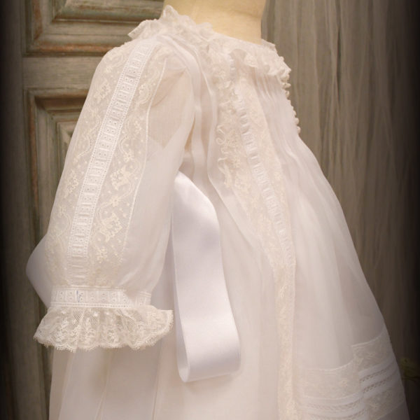 Christening or baptism gown in white organdie