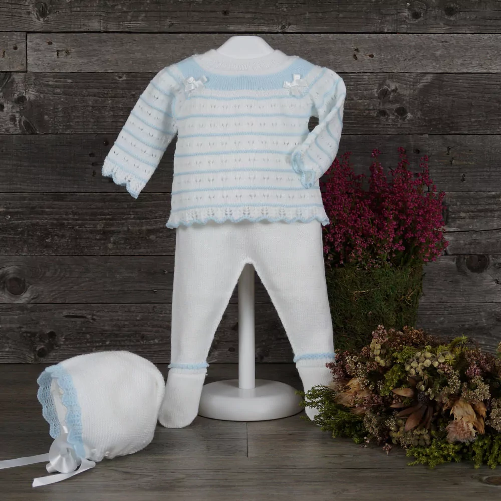 Conjunto de punto blancoy celeste