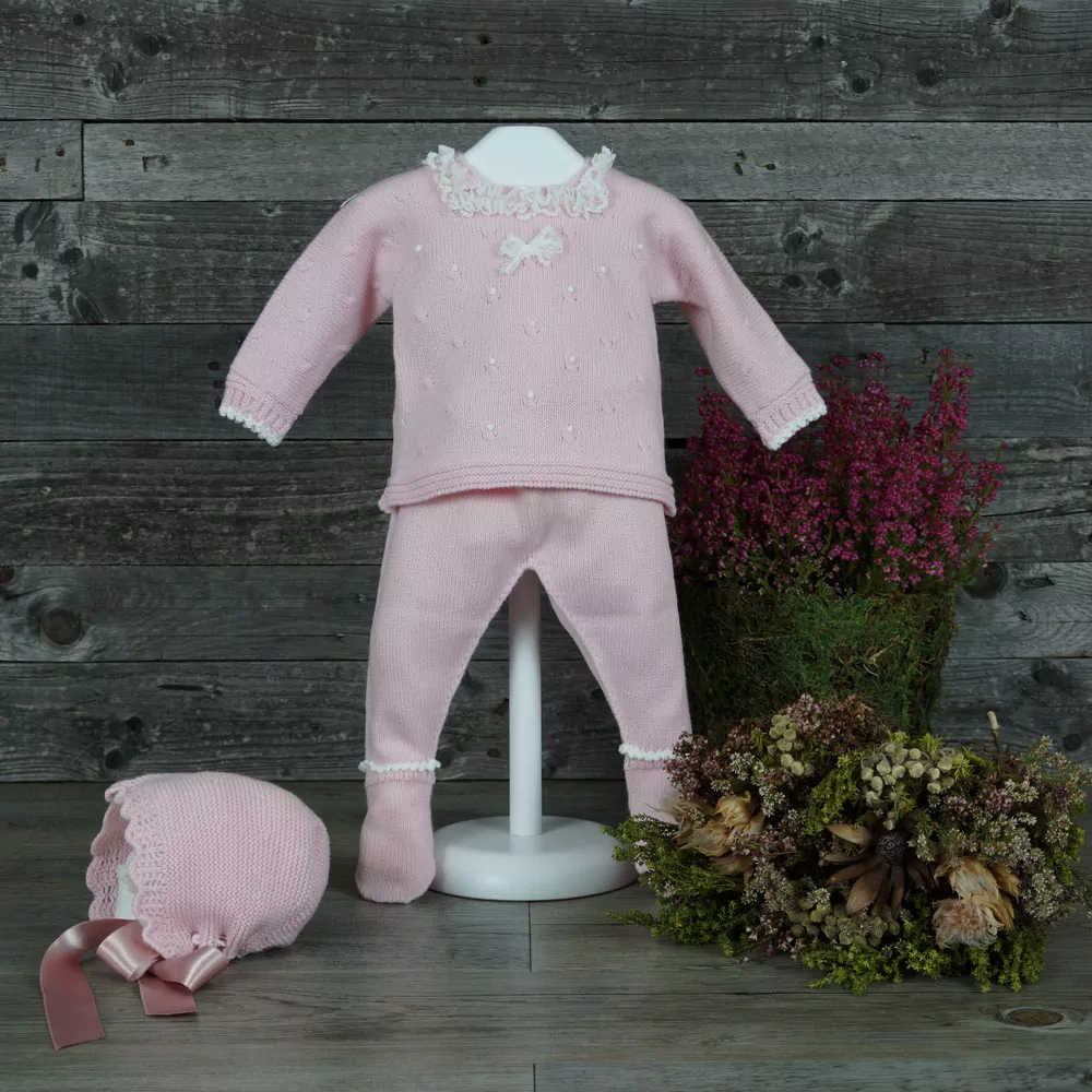 Conjunto tres piezas rosa empolvado