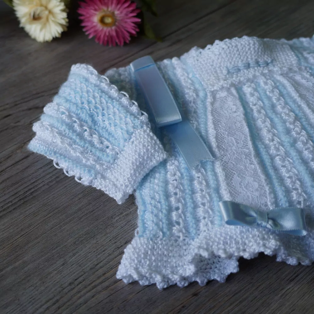 Heirloom hand knitted baby sweater set - Image 2