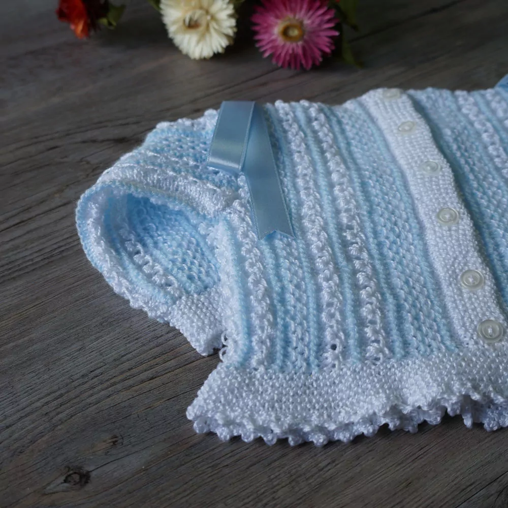 Heirloom hand knitted baby sweater set - Image 3