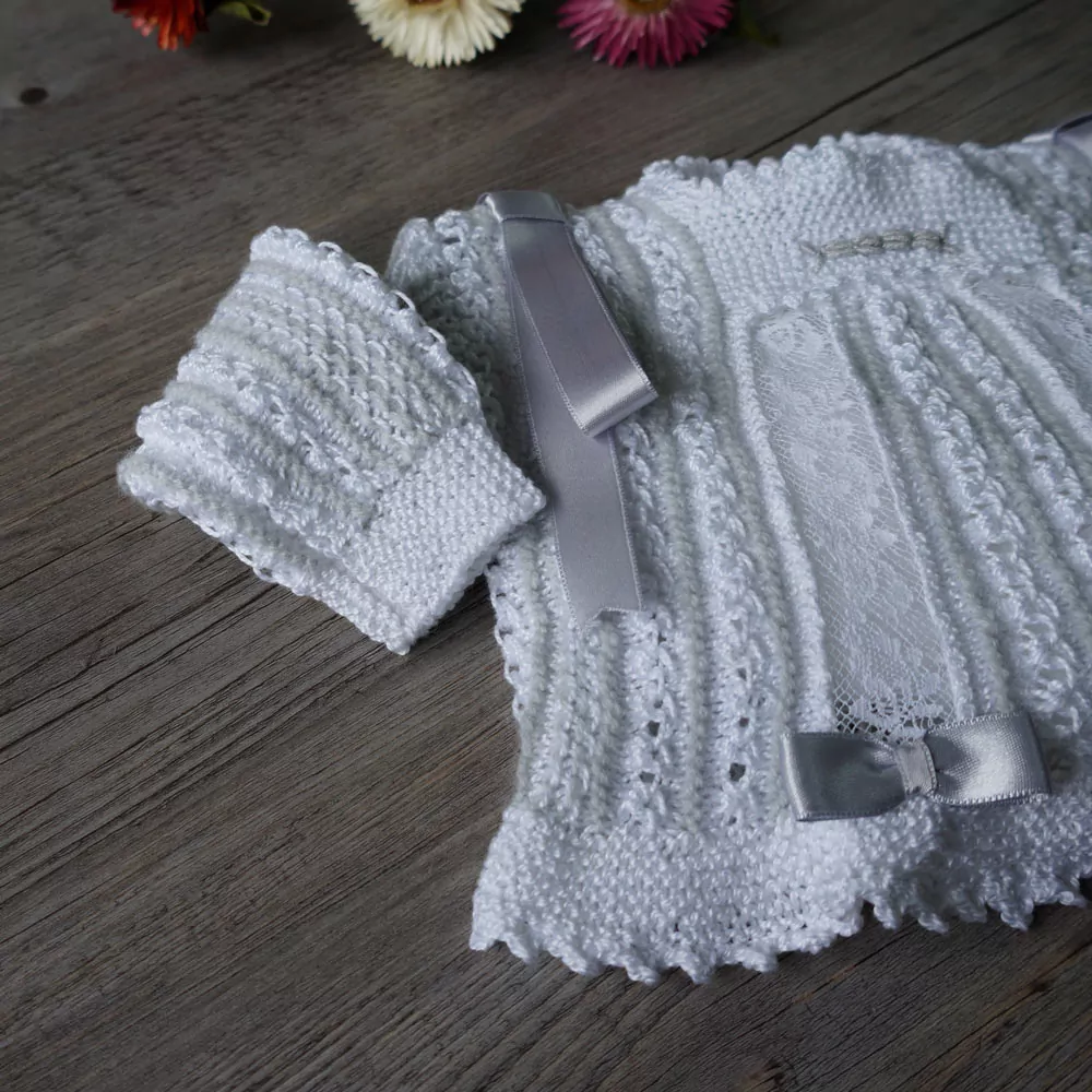 Heirloom hand knitted baby sweater set - Image 3