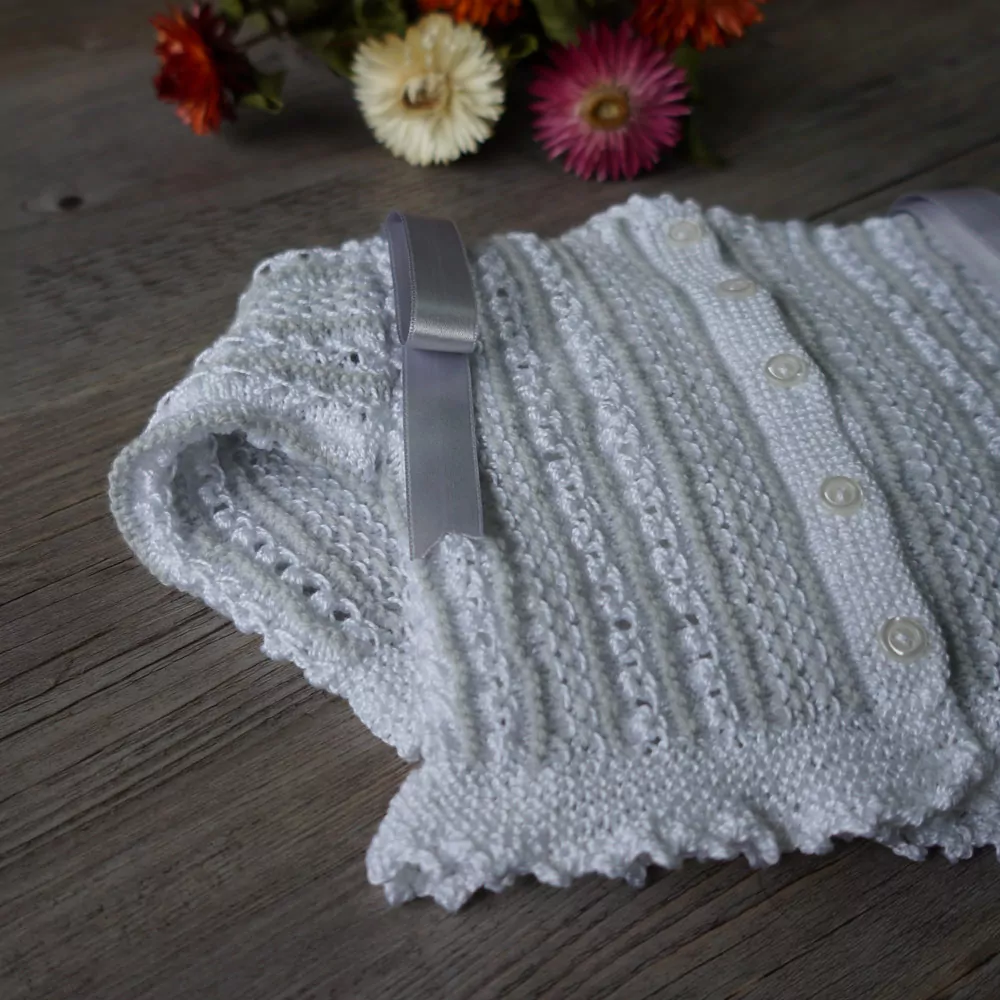 Heirloom hand knitted baby sweater set - Image 4