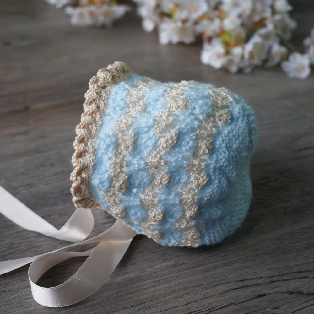 Conjunto chaqueta, gorro y patucos celeste y tostado - Imagen 5