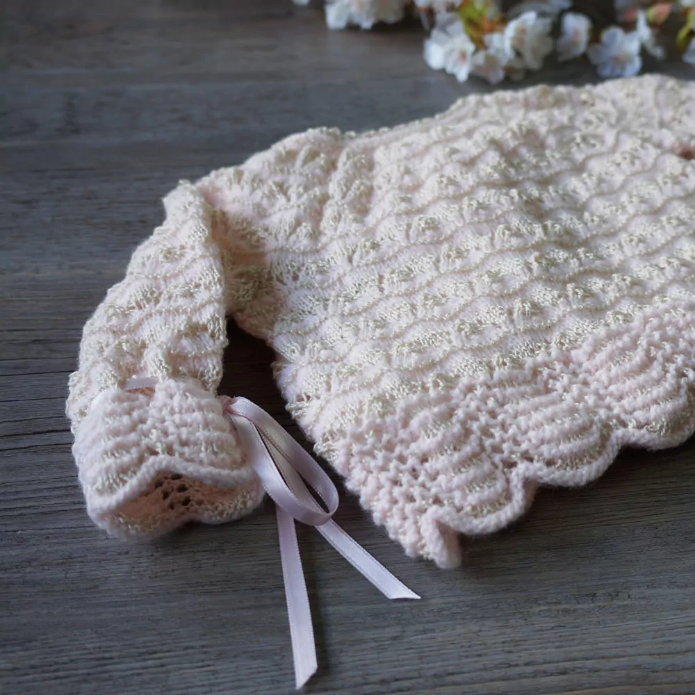 Heirloom hand knitted baby sweater set - Image 2