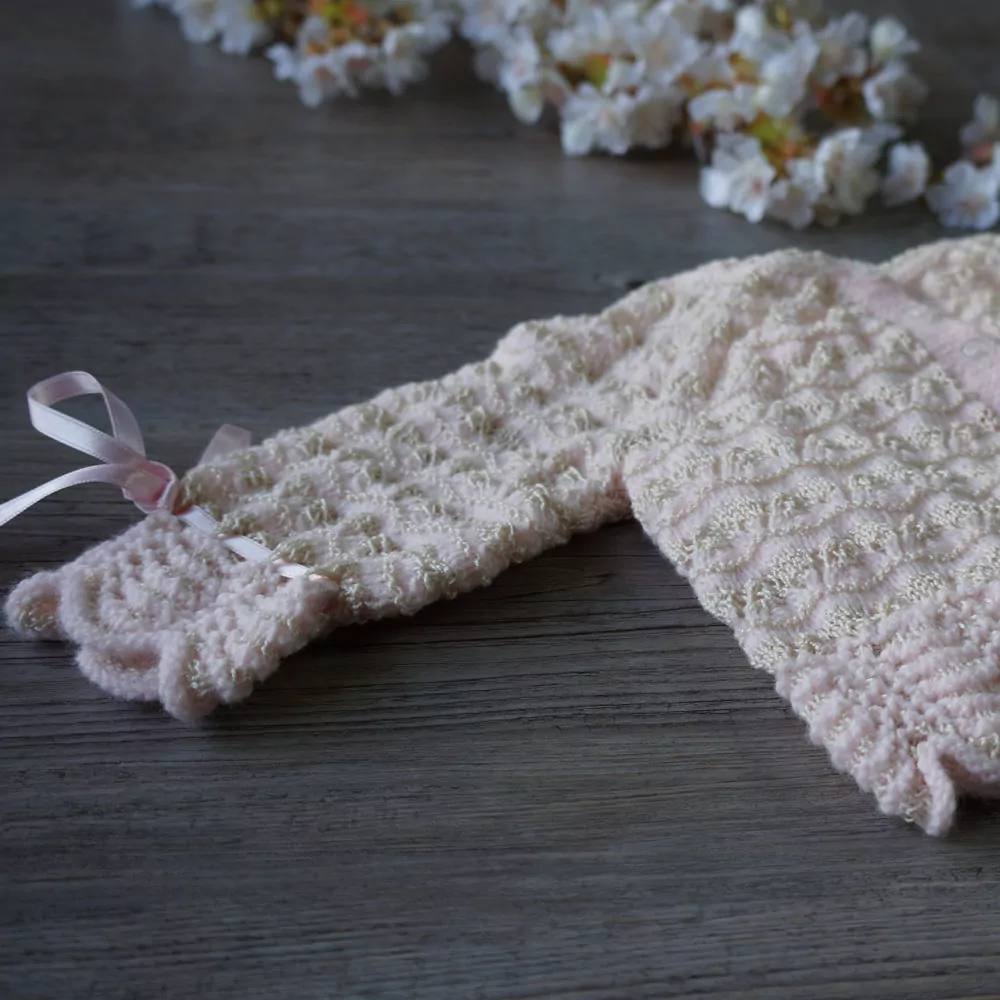 Heirloom hand knitted baby sweater set - Image 3