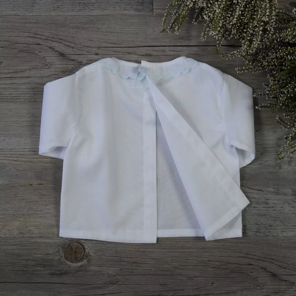 Camisa batista blanco y celeste