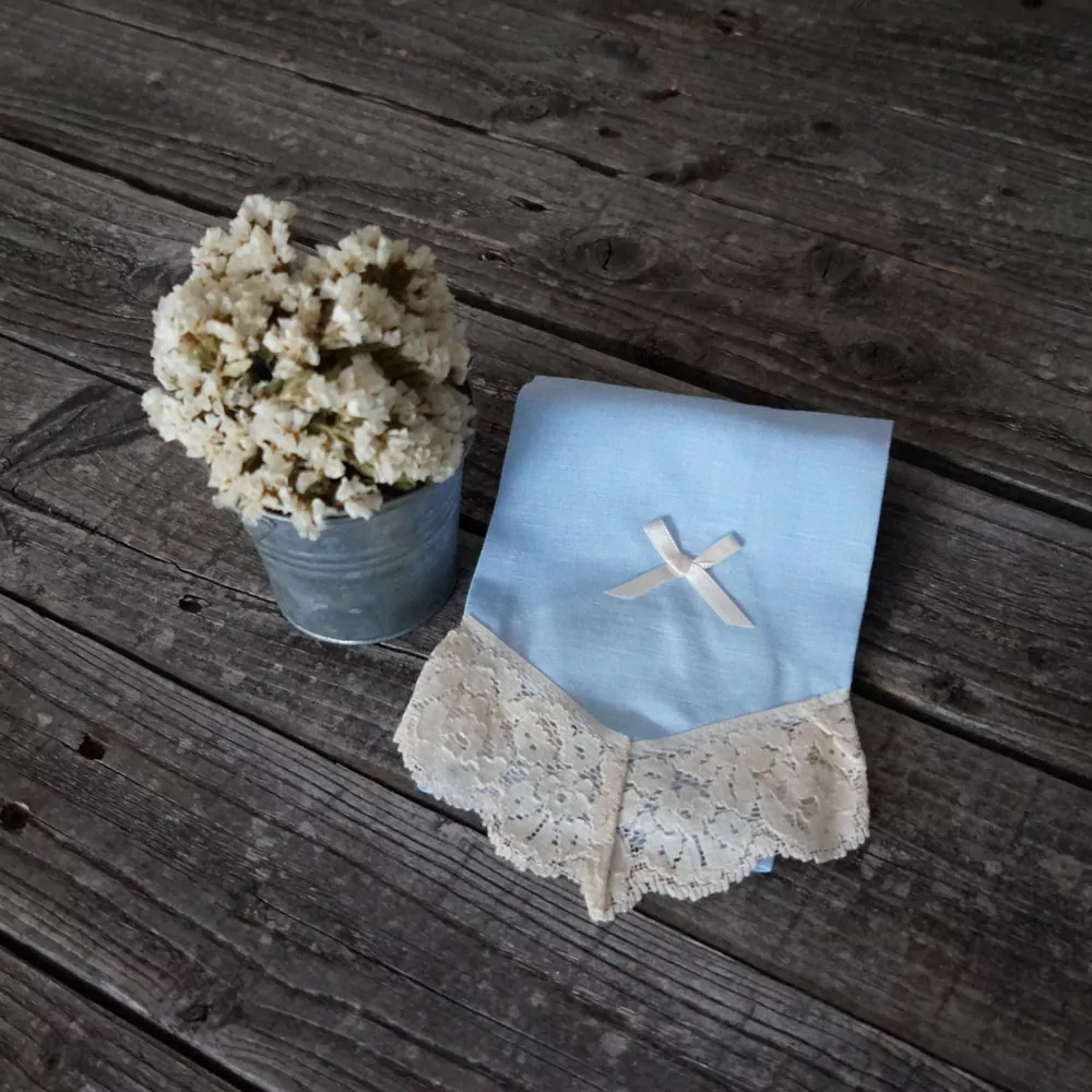 Babita de lino celeste y marfil - Imagen 2