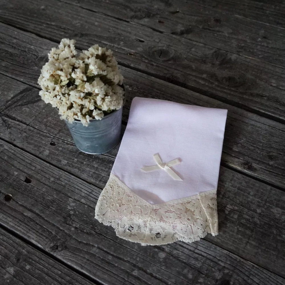 Babita de lino rosa y marfil - Imagen 2