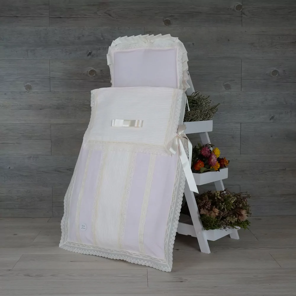 Saco-colcha lencero rosa y marfil - Imagen 2