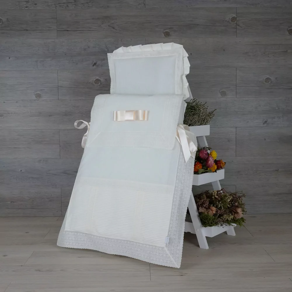 Saco-colcha lencero con jaretas marfil - Imagen 5