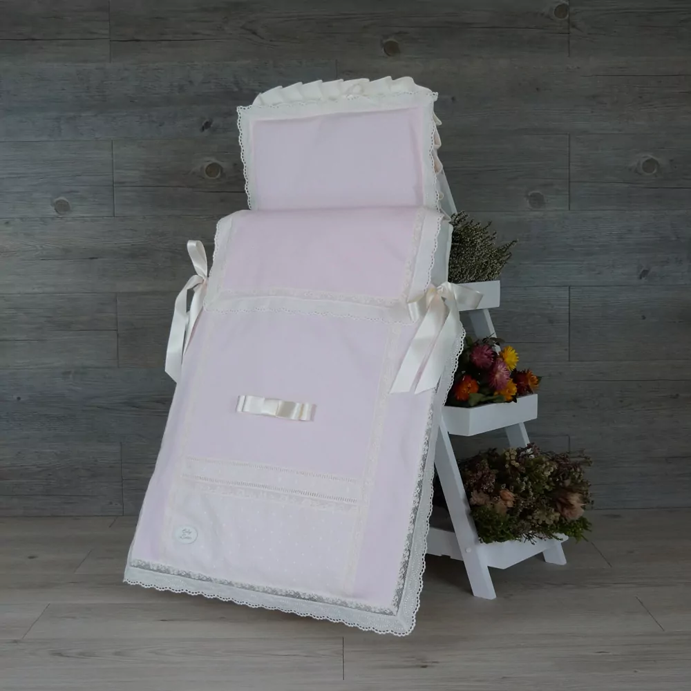 Saco-colcha lencero rosa y marfil