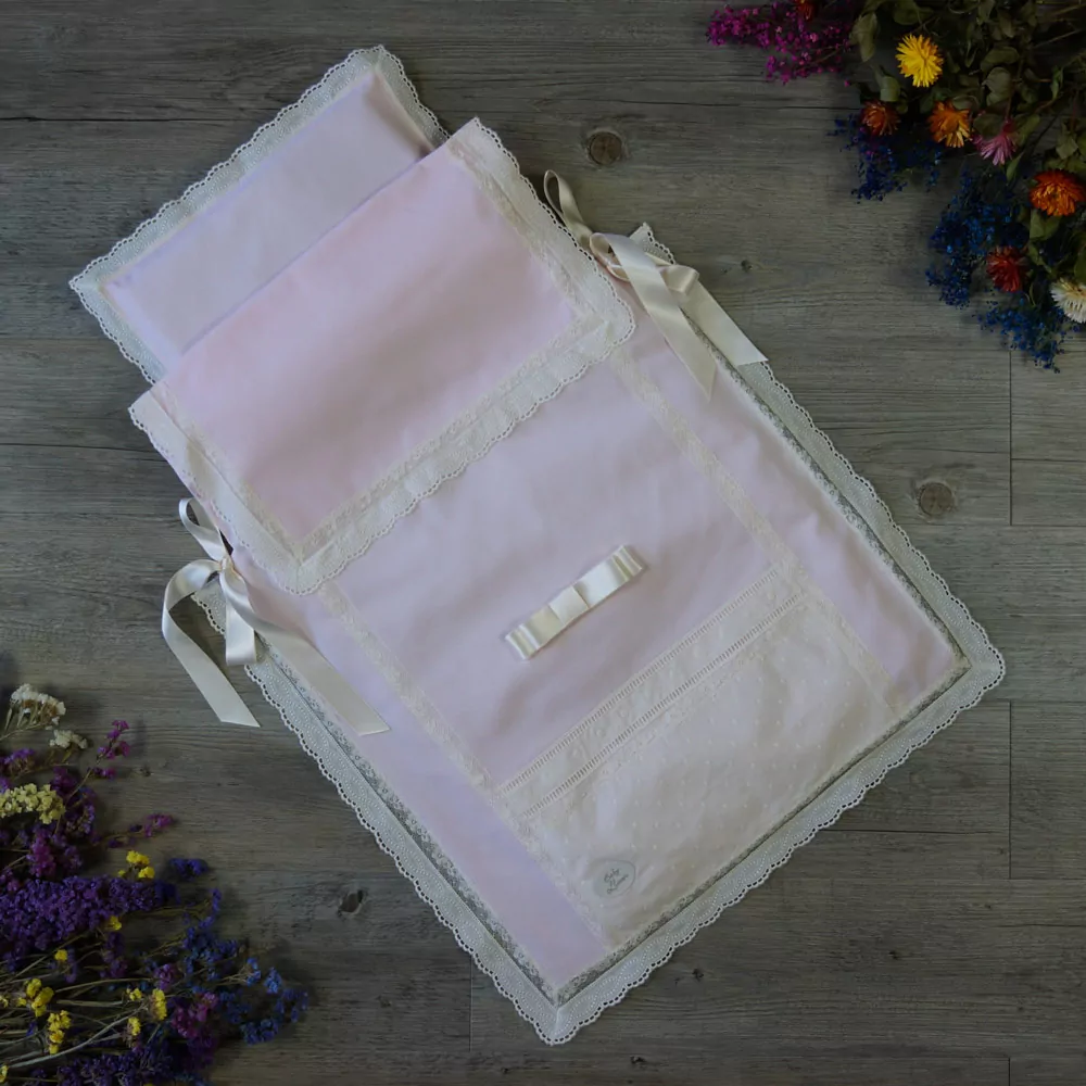 Saco colcha lencero rosa y marfil