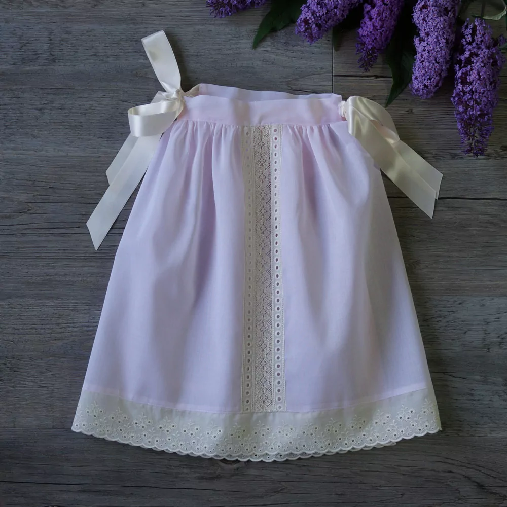 Batiste and embroidered cotton lace long skirt