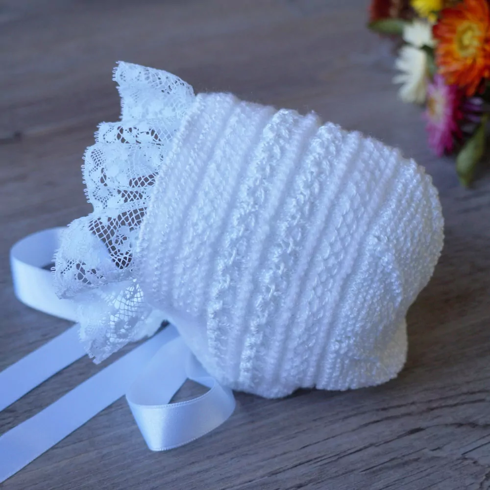 Heirloom hand knit and lace baby sweater set - Image 2