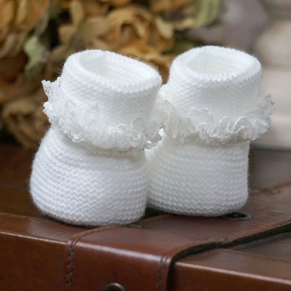 Patuco bota de punto blanco - Imagen 2