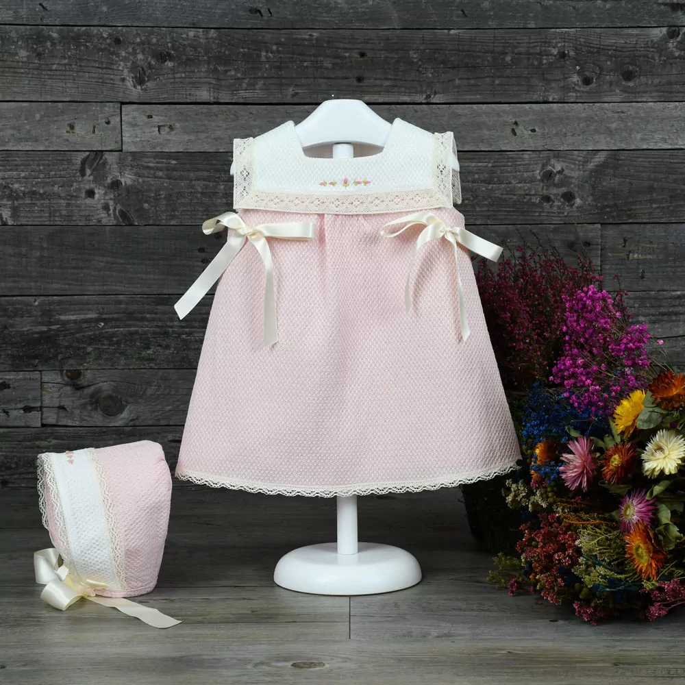 Girls cotton jacquard  dress set