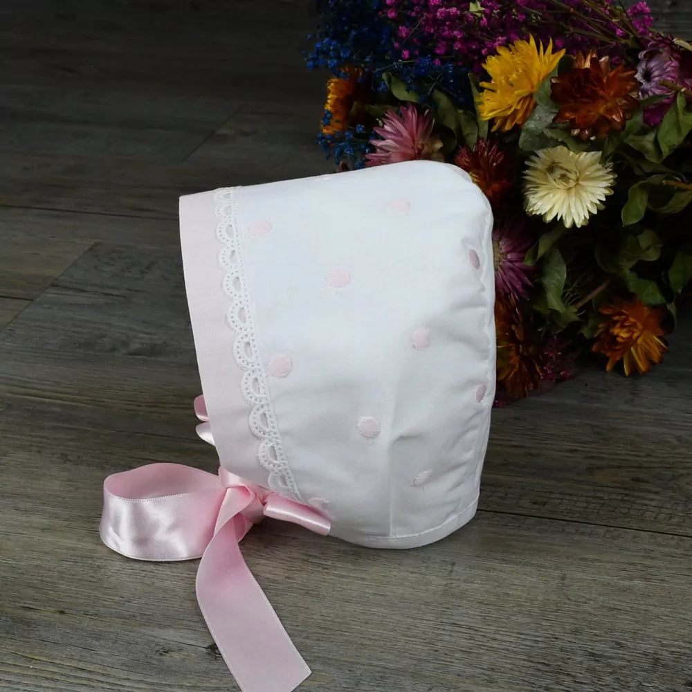 Vestido en muselina blanca con topos rosas - Imagen 4