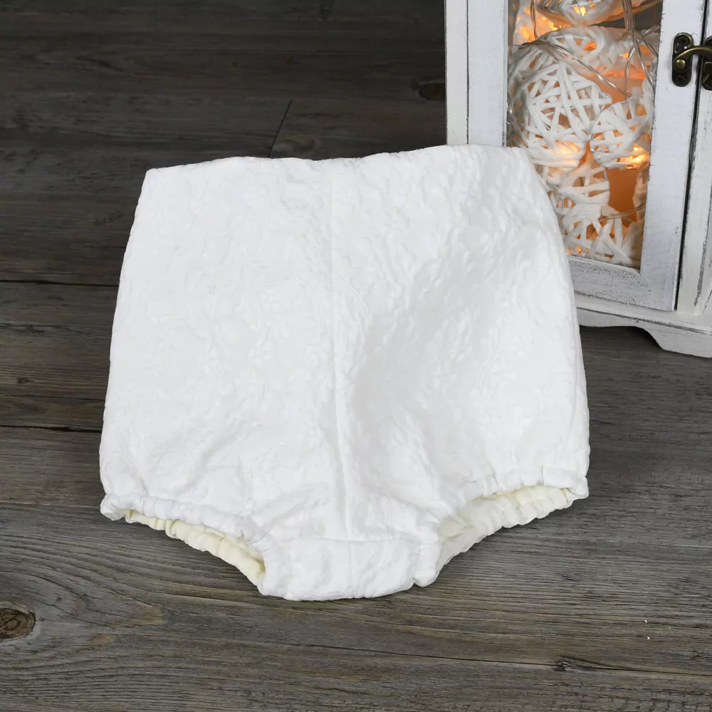 Traje unisex en algodón brocado marfil - Imagen 4