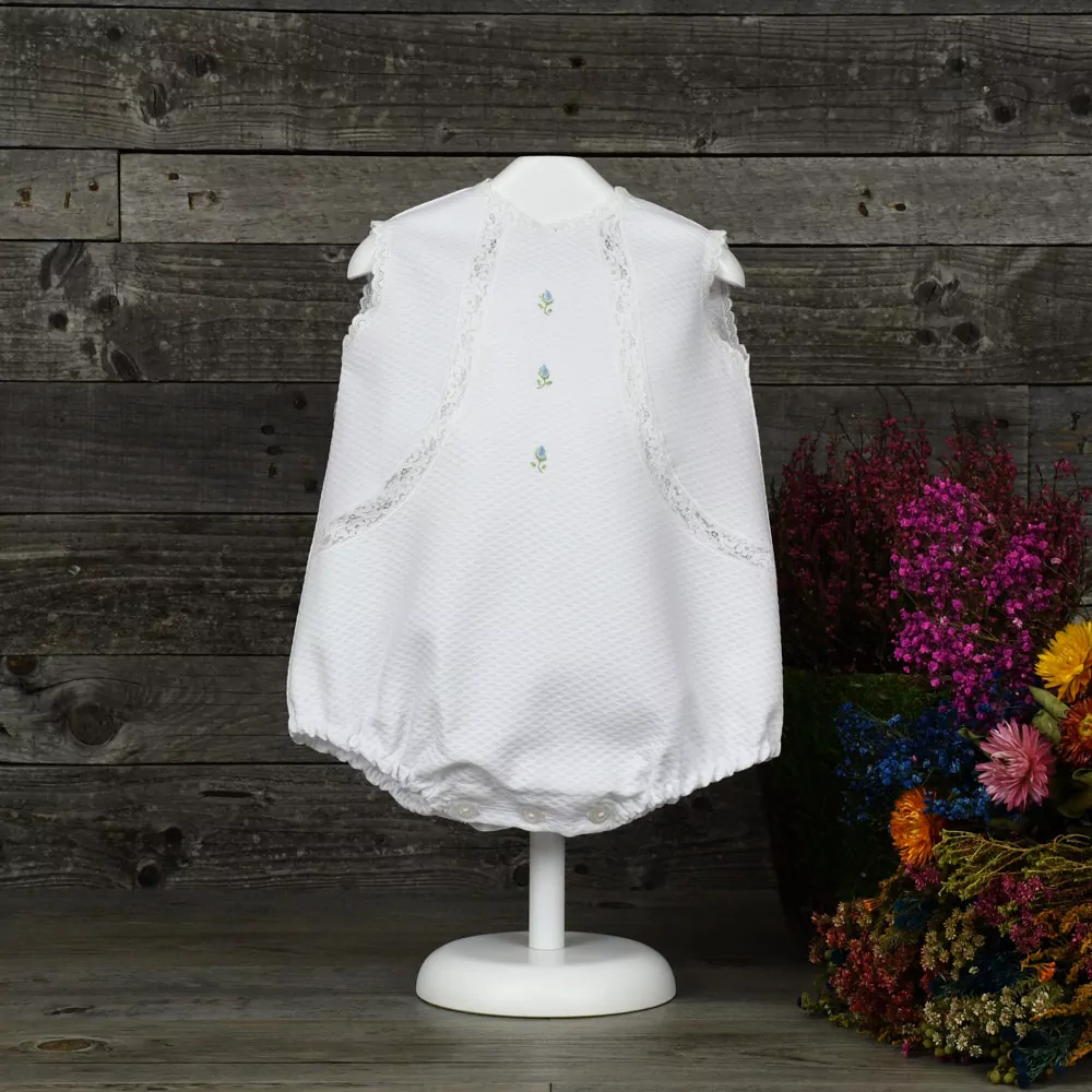 Pique and lace romper