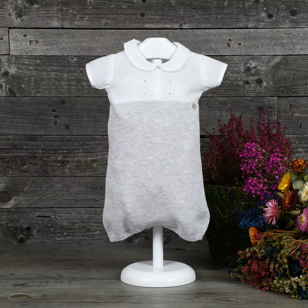 Pelele combinado punto de perlé y batista