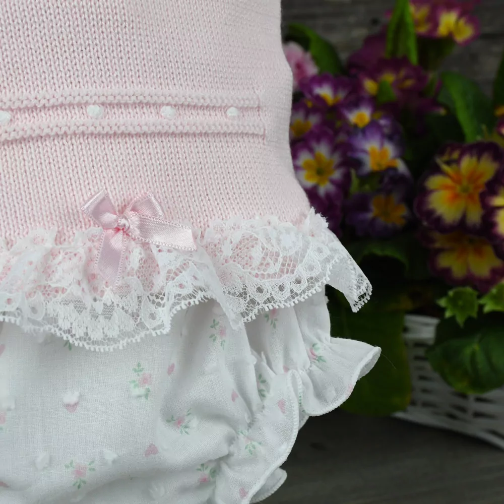 Conjunto jersey de perlé y ranita de plumeti estampada - Imagen 2