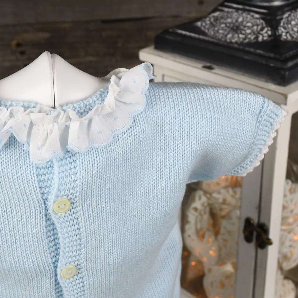 Conjunto jersey de perlé y ranita de plumeti estampada - Imagen 3