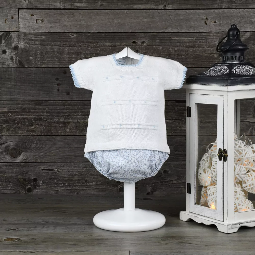 Conjunto jersey perlé y ranita estampada