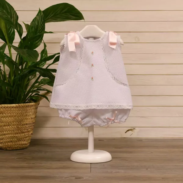 Shortish pique baby dress set