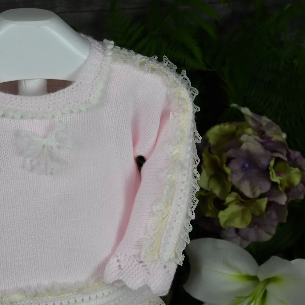 Newborn knit with lace detail set - Image 2