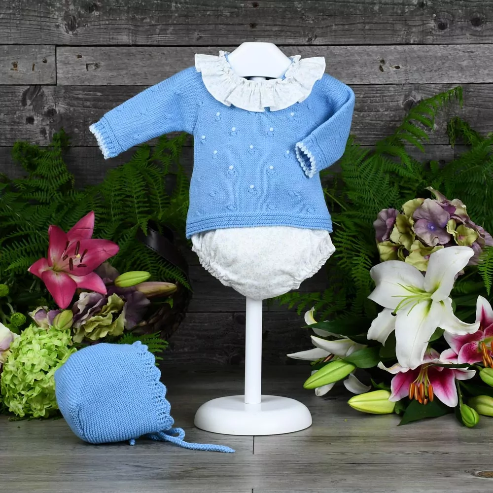 Conjunto bebe tres piezas jersey y ranita