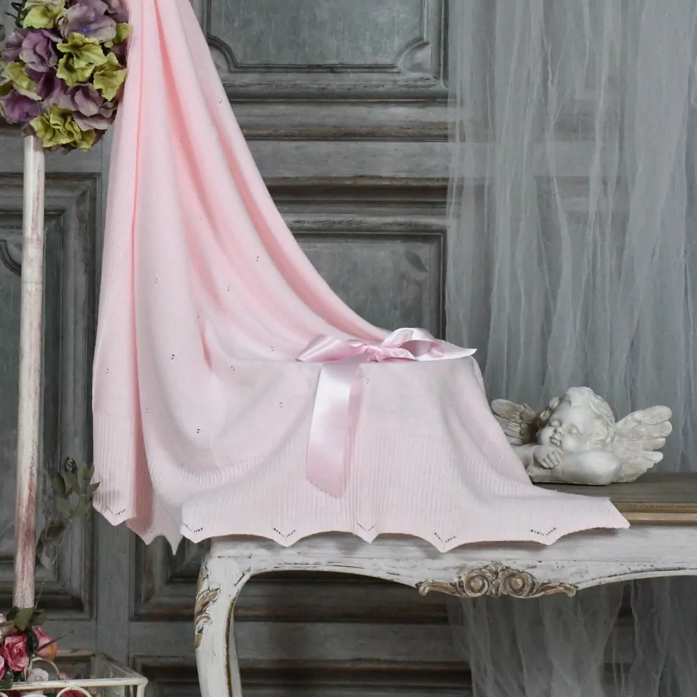 Manta bebe rosa en perlé