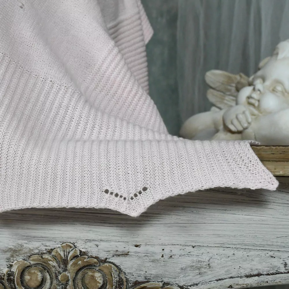 Manta bebe rosa en perlé - Imagen 3