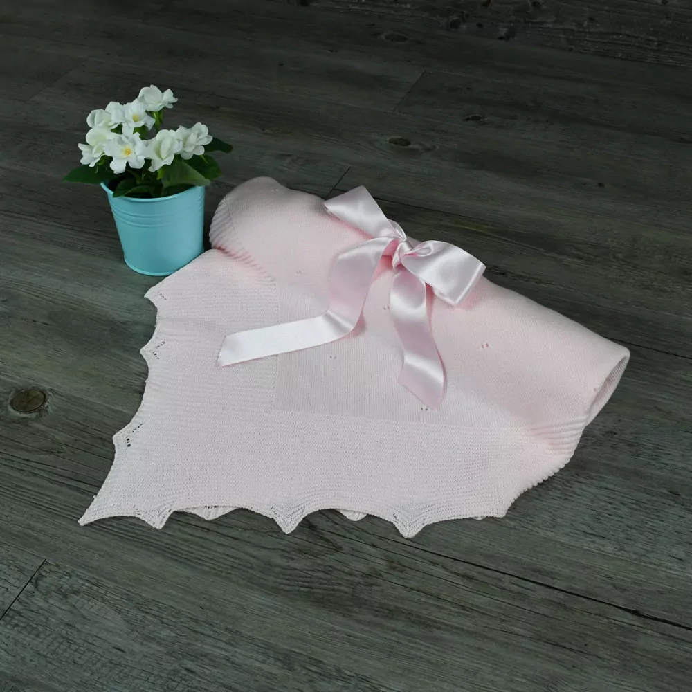 Manta bebe rosa en perlé - Imagen 4