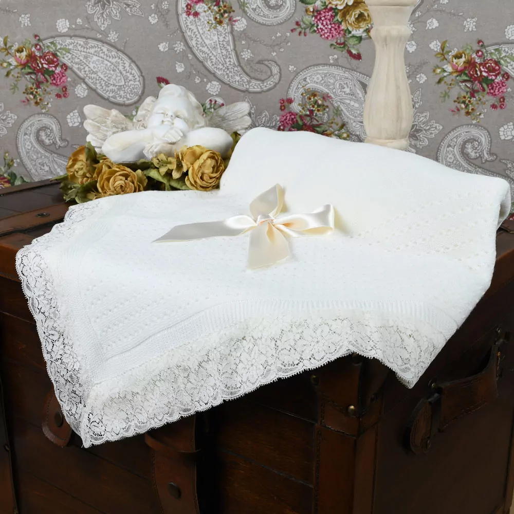 Christening fine knit shawl - Image 4