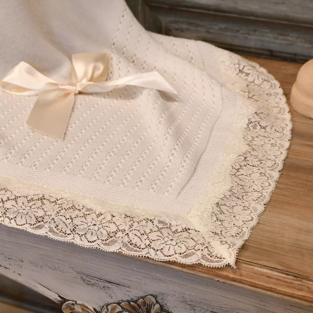 Christening fine knit shawl - Image 3