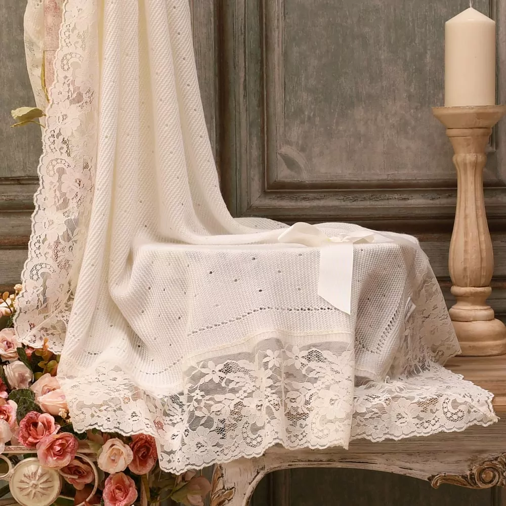 Christening fine knit shawl - Image 2