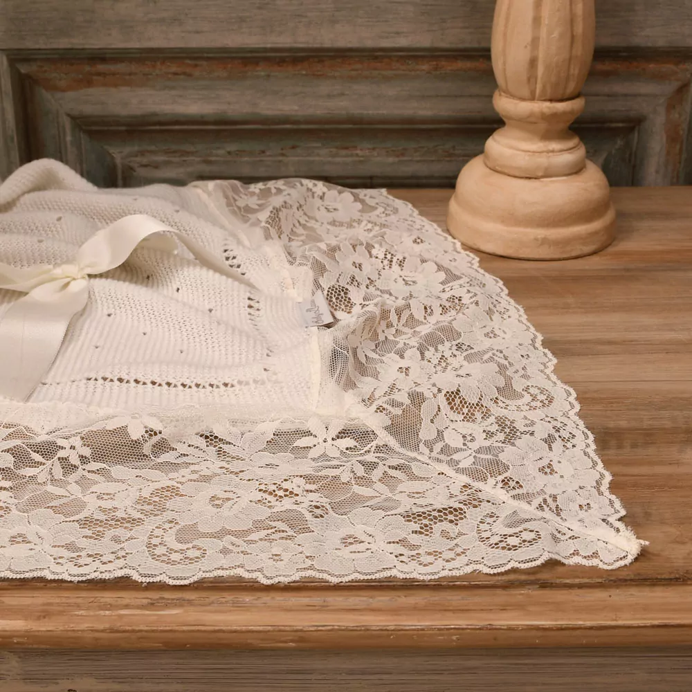 Christening fine knit shawl - Image 3