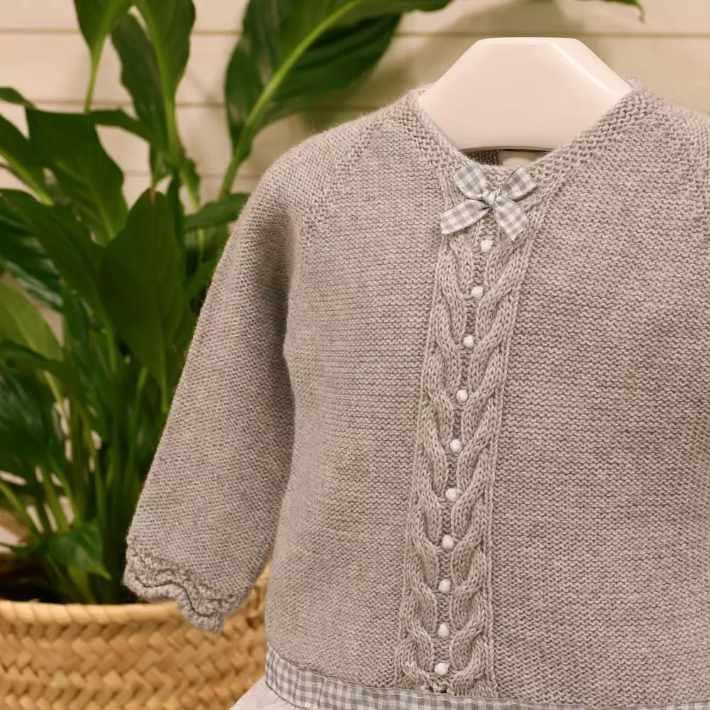 Conjunto de punto 3 piezas, Polaina, Jubón y Capota - Imagen 2