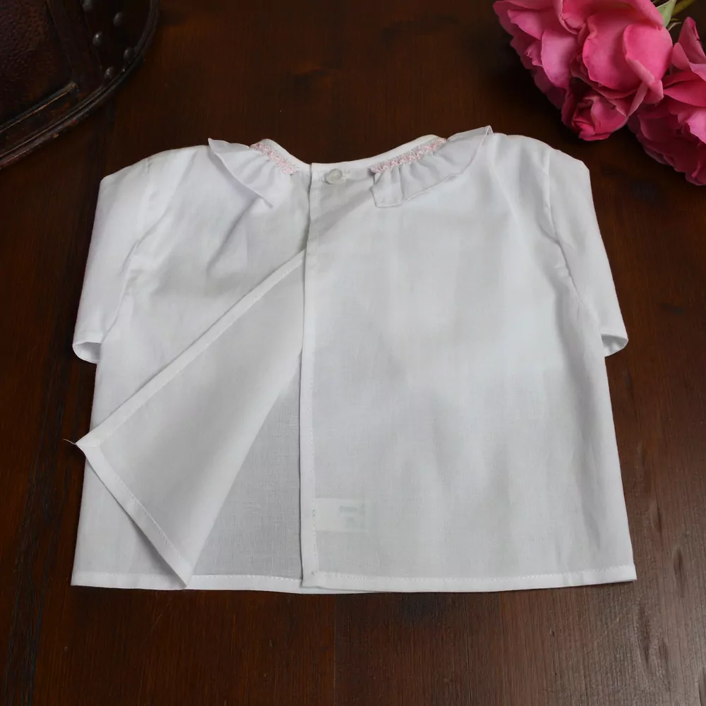 Camisa batista blanco y rosa - Imagen 3