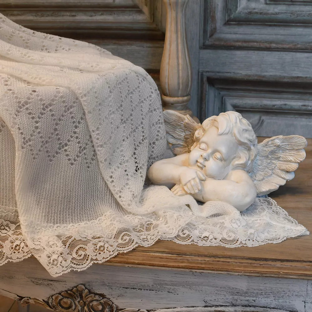 Toquilla bebé marfil tipo chal Inglés con encaje. Exclusiva de Nayfer - Imagen 4